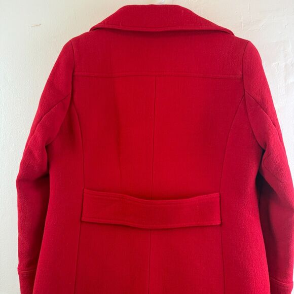 J.CREW Double Cloth Manifattura di Carmignano Italian Wool Pea Coat Red Size 10T - Picture 7 of 13